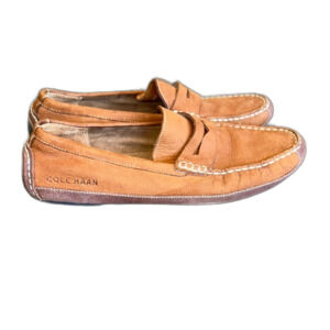 Cole Haan Leather Loafers Slip On Driving Shoes Tan Brown Suede Mens Size 7.5